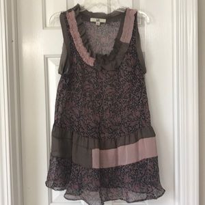 Sheer, Floral Tank Style Blouse